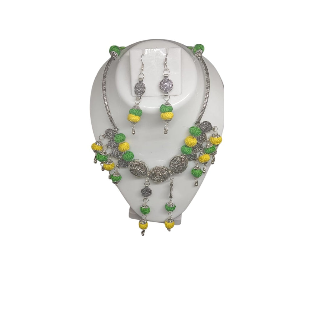 Green & Yellow Silk Thread Necklace