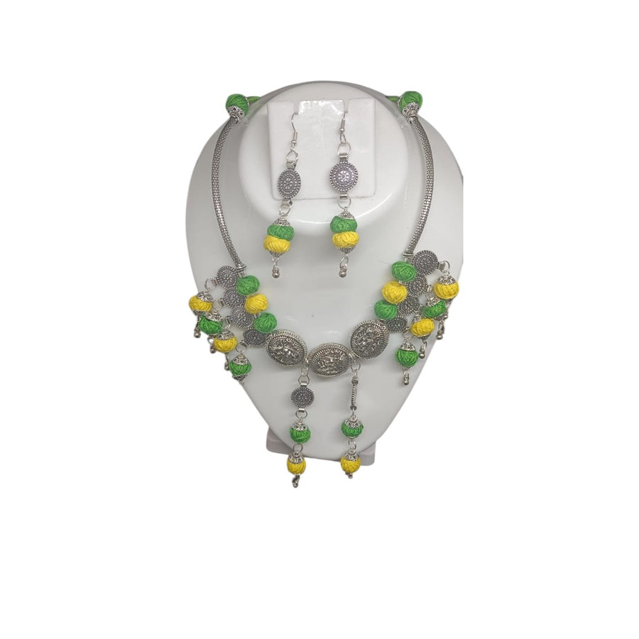 Green & Yellow Silk Thread Necklace