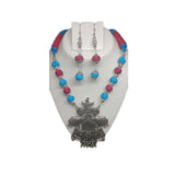 Pink & Blue Silk Thread Necklace