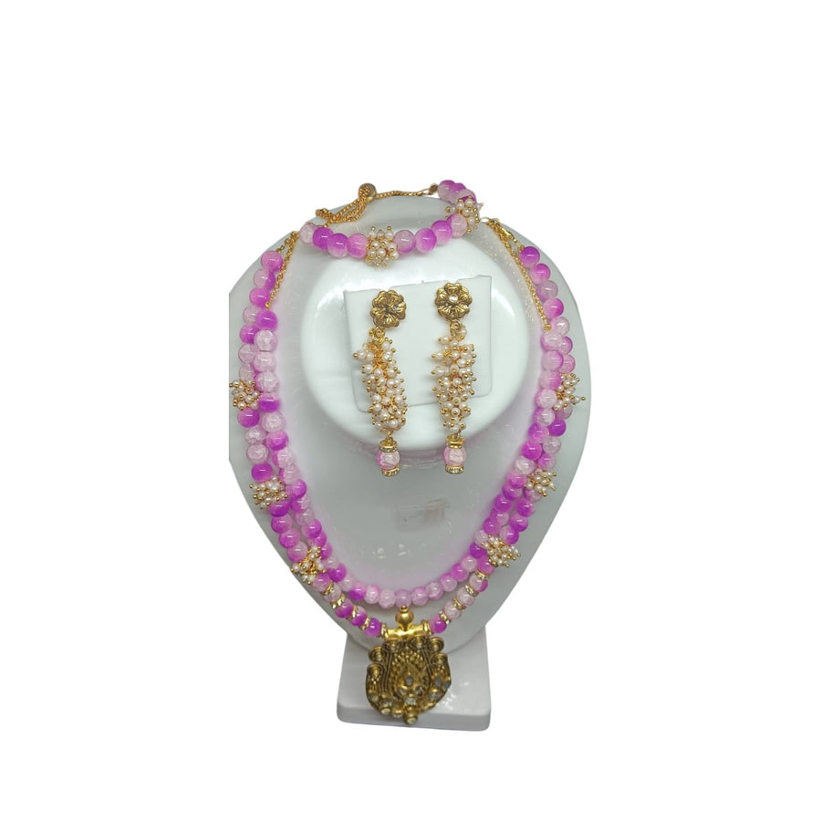 Double Layered  Purple Golden Oxidised Necklace