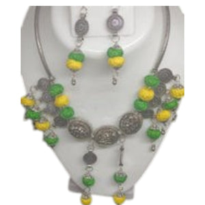 Green Yellow Silk Thread Necklace