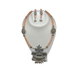 Peach Silver Oxidised  Beads Necklace